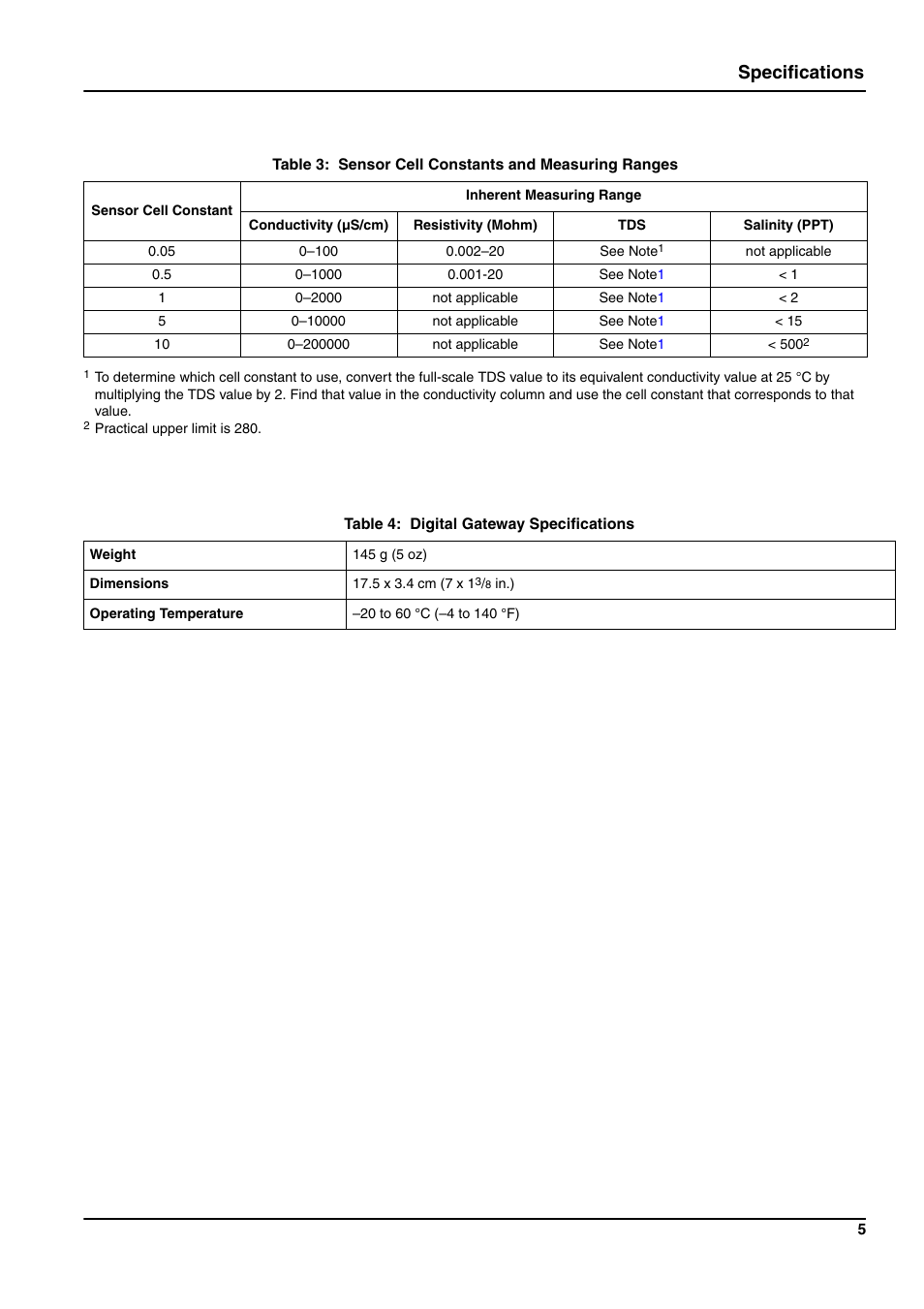 Specifications | Hach-Lange 3400 sc User Manual | Page 9 / 52