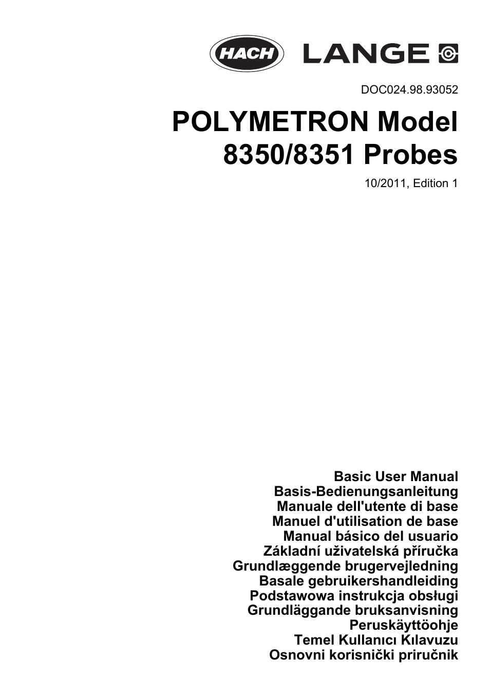 Hach-Lange POLYMETRON 8350_8351 Basic User Manual User Manual | 82 pages