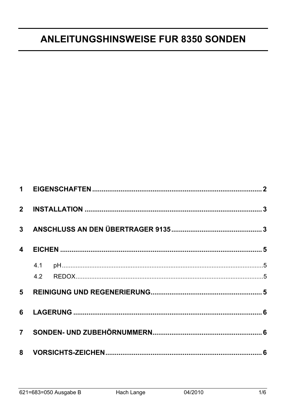 Anleitungshinsweise fur 8350 sonden | Hach-Lange POLYMETRON 8350_8351 User Manual User Manual | Page 17 / 36