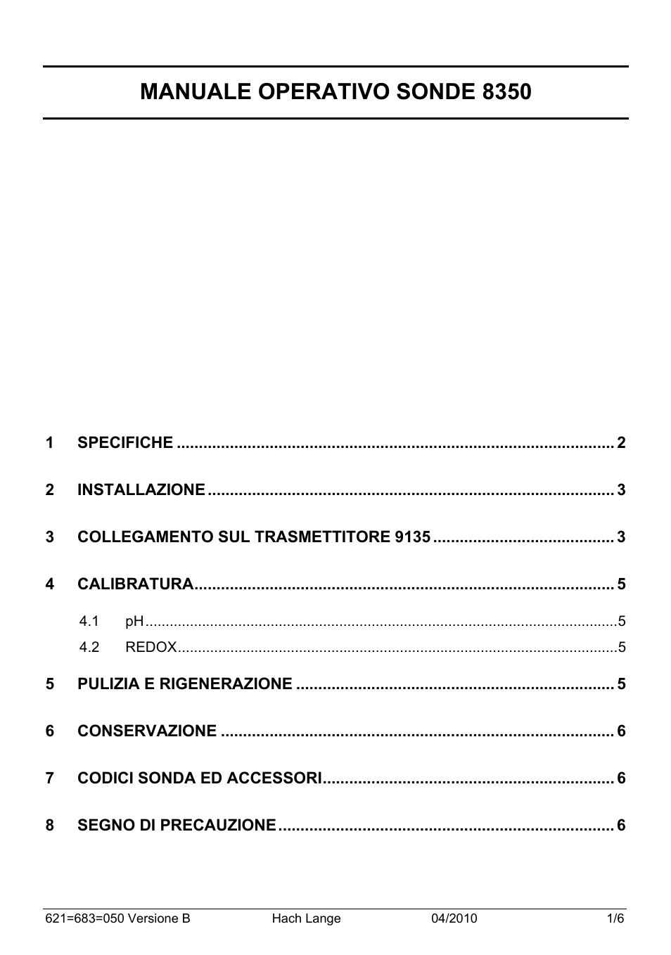 Manuale operativo sonde 8350 | Hach-Lange POLYMETRON 8350_8351 User Manual User Manual | Page 29 / 36