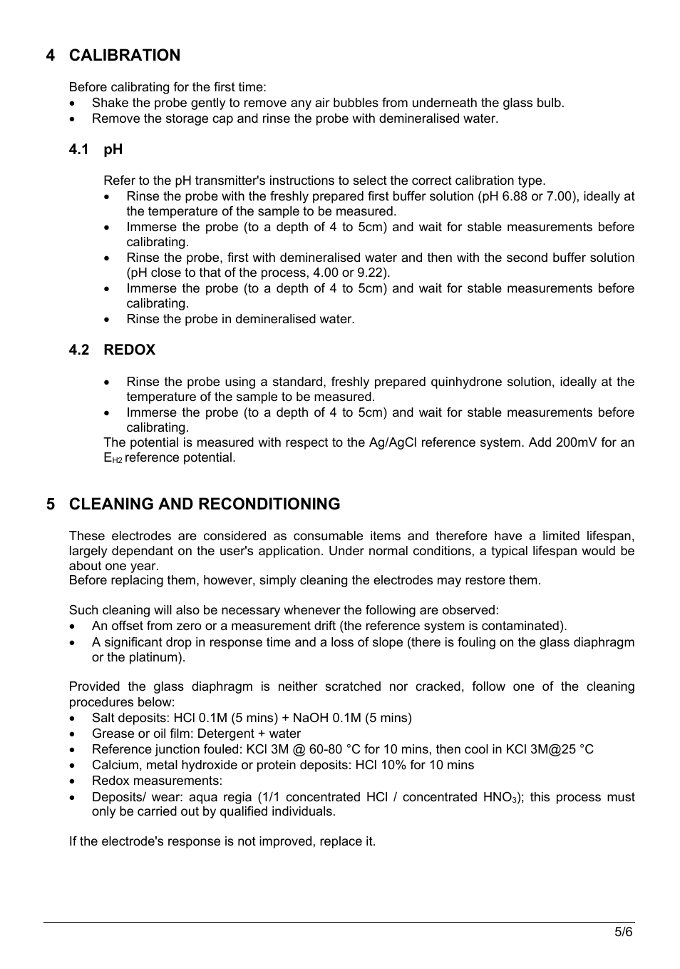 4 calibration, 5 cleaning and reconditioning | Hach-Lange POLYMETRON 8350_8351 User Manual User Manual | Page 9 / 36