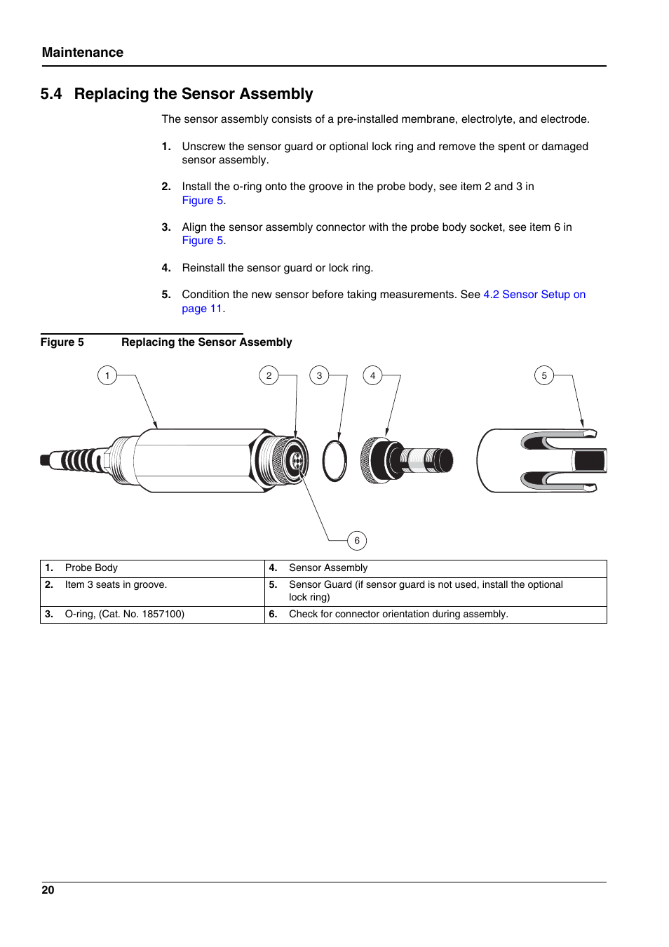 4 replacing the sensor assembly, Maintenance | Hach-Lange 5740 sc User Manual | Page 24 / 36