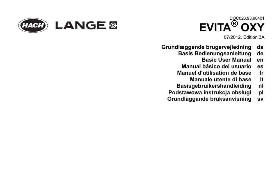 Hach-Lange EVITA OXY Basic User Manual User Manual | 375 pages