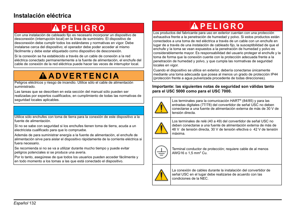 Av i s o, Instalación eléctrica | Hach-Lange EVITA OXY Basic User Manual User Manual | Page 132 / 375