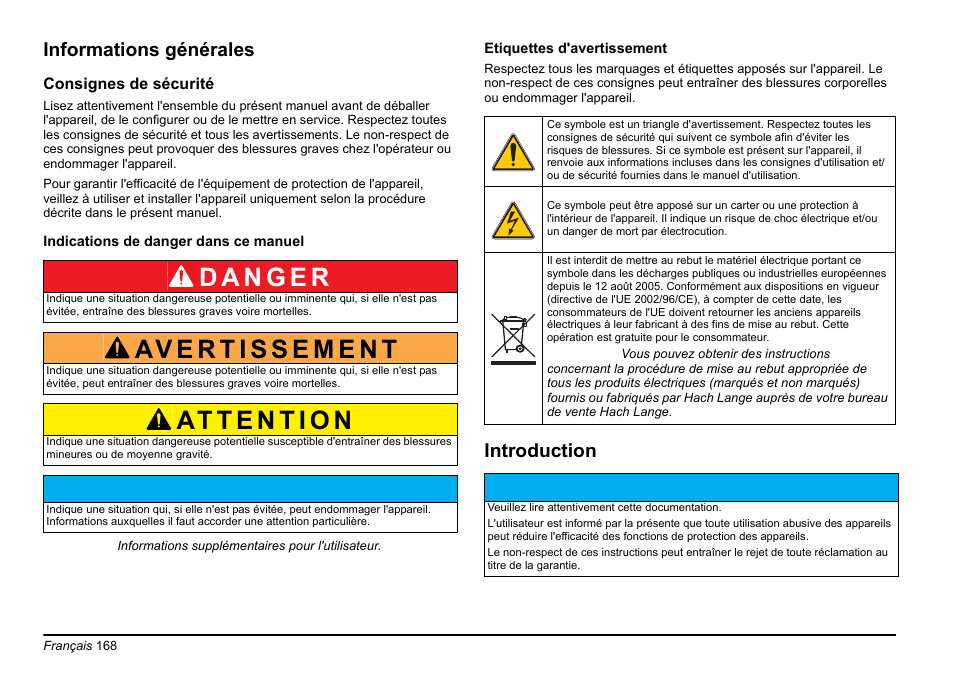 Av i s, Informations générales, Introduction | Hach-Lange EVITA OXY Basic User Manual User Manual | Page 168 / 375