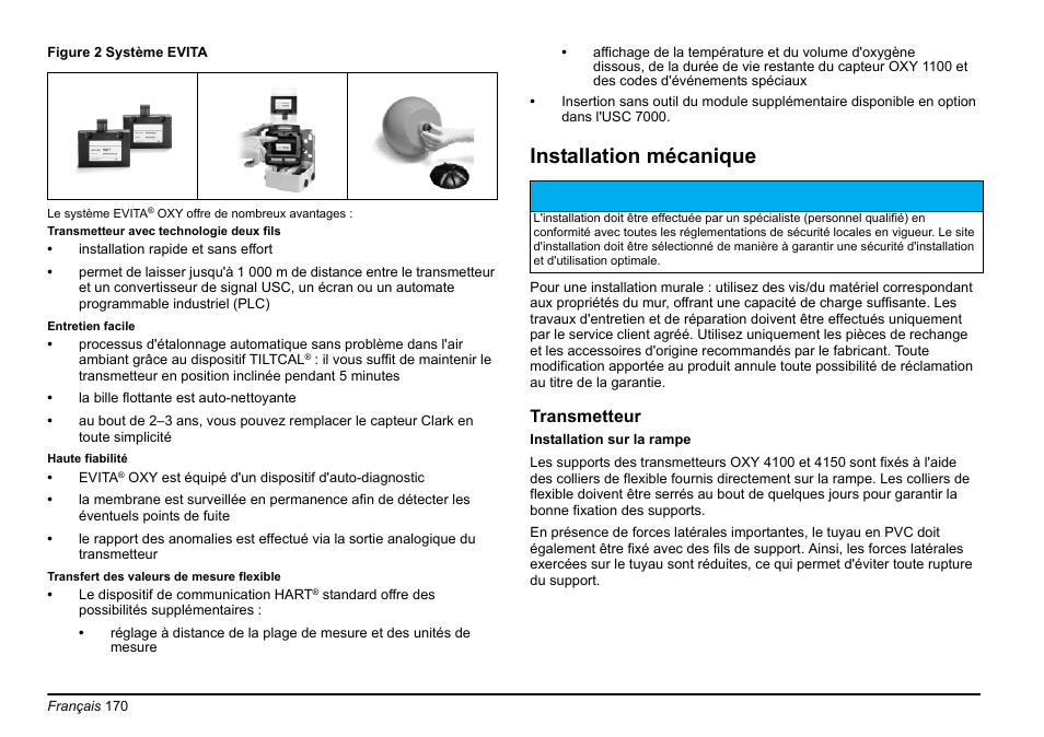 Av i s, Installation mécanique | Hach-Lange EVITA OXY Basic User Manual User Manual | Page 170 / 375