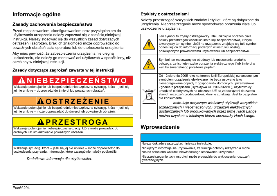 Informacje ogólne, Wprowadzenie | Hach-Lange EVITA OXY Basic User Manual User Manual | Page 294 / 375