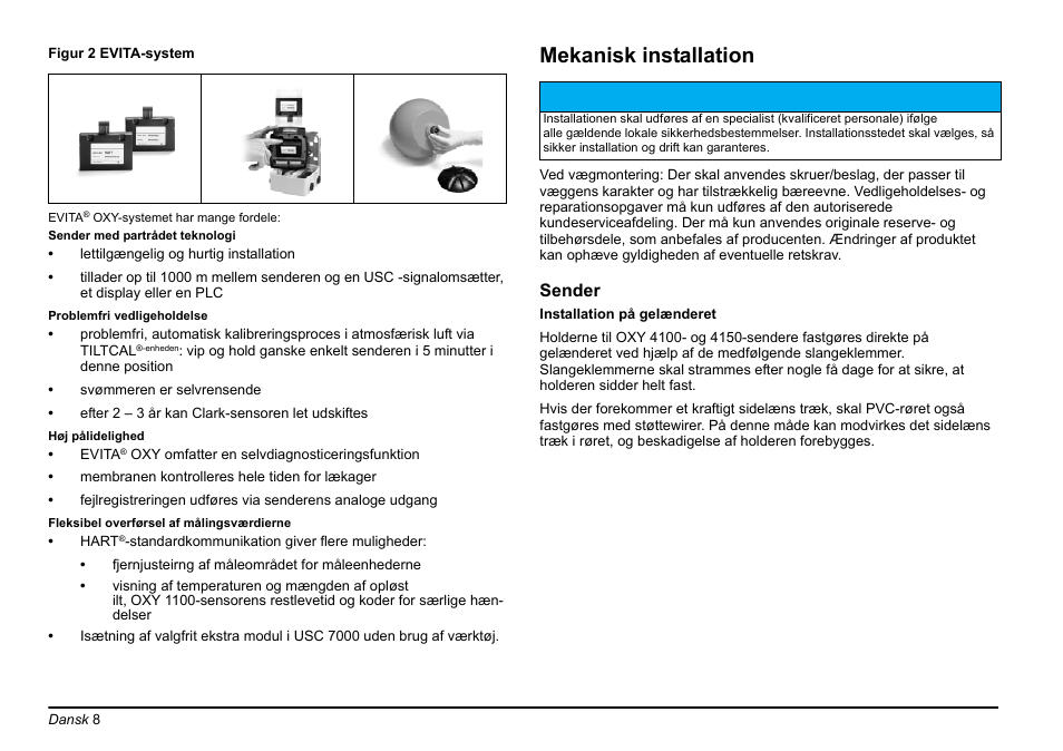 Mekanisk installation | Hach-Lange EVITA OXY Basic User Manual User Manual | Page 8 / 375