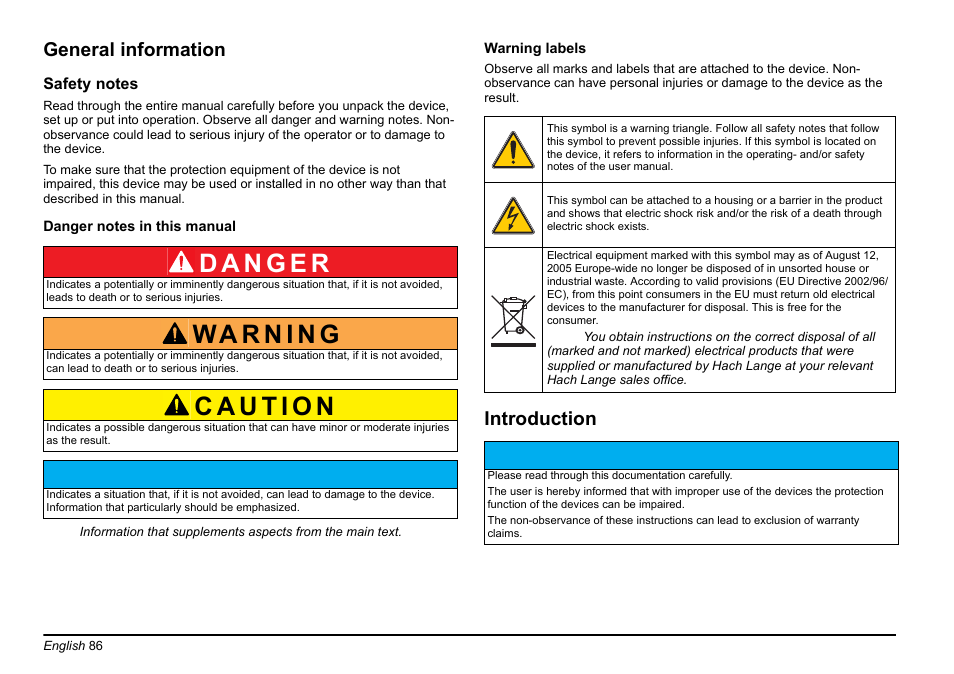 General information, Introduction | Hach-Lange EVITA OXY Basic User Manual User Manual | Page 86 / 375
