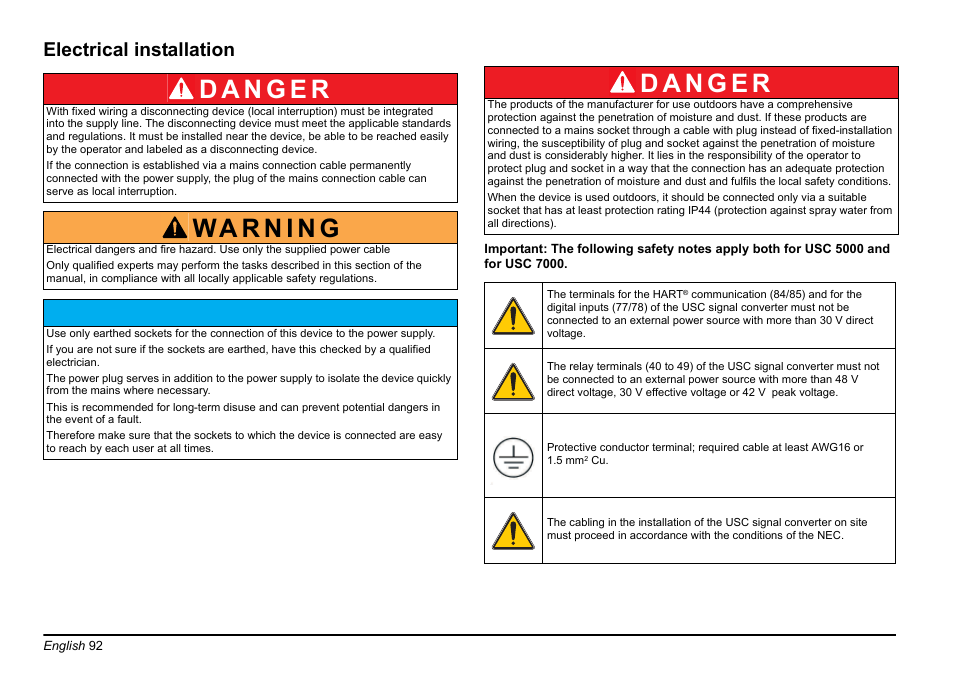 Electrical installation | Hach-Lange EVITA OXY Basic User Manual User Manual | Page 92 / 375