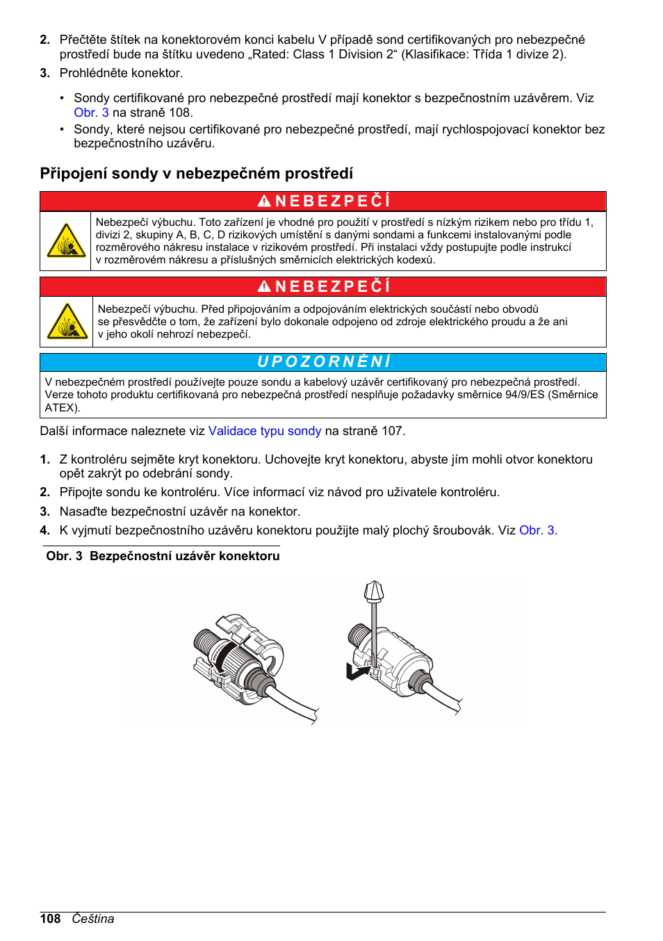 Připojení sondy v nebezpečném prostředí | Hach-Lange LDO Sensor User Manual | Page 108 / 394