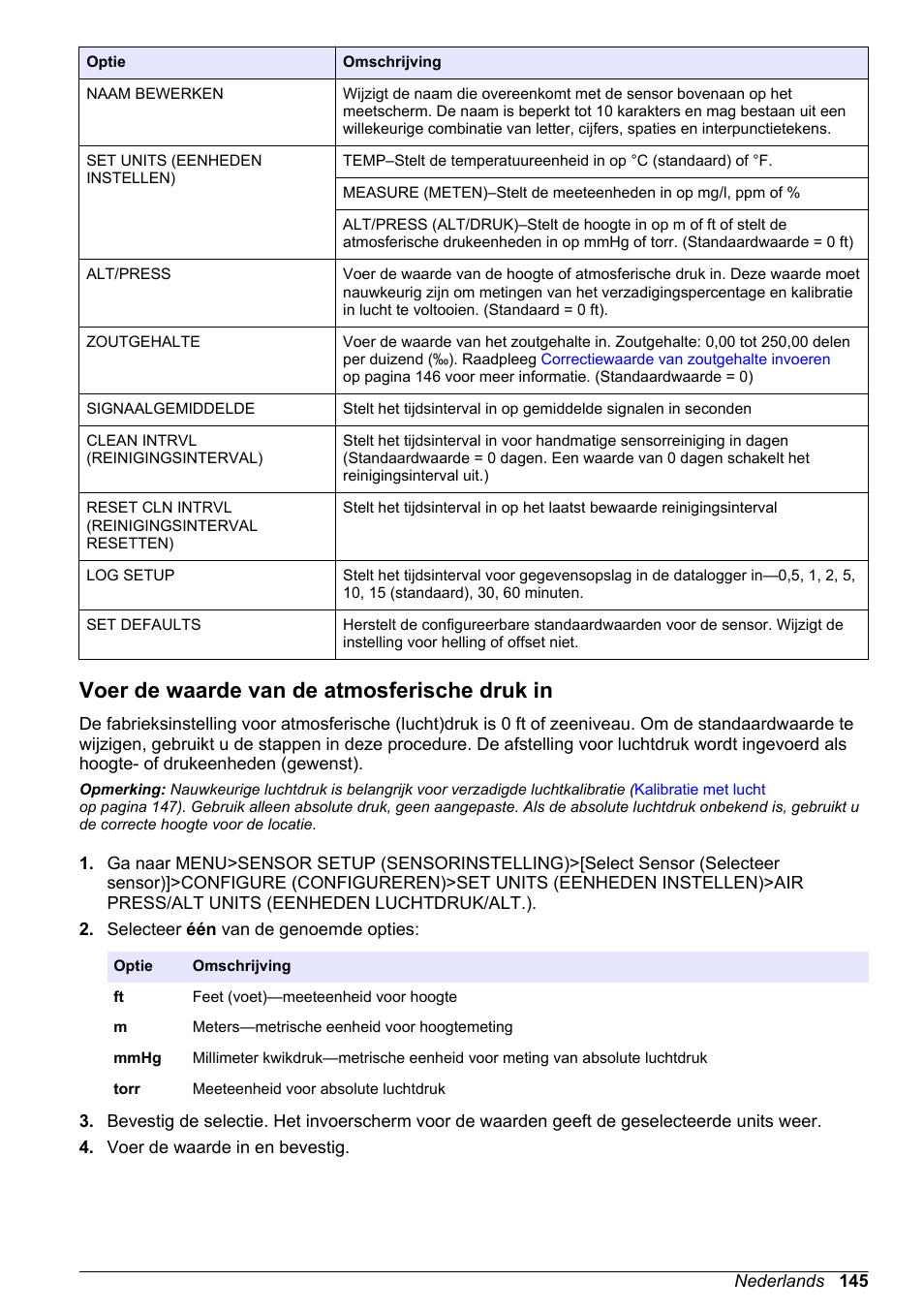 Voer de waarde van de atmosferische druk in | Hach-Lange LDO Sensor User Manual | Page 145 / 394