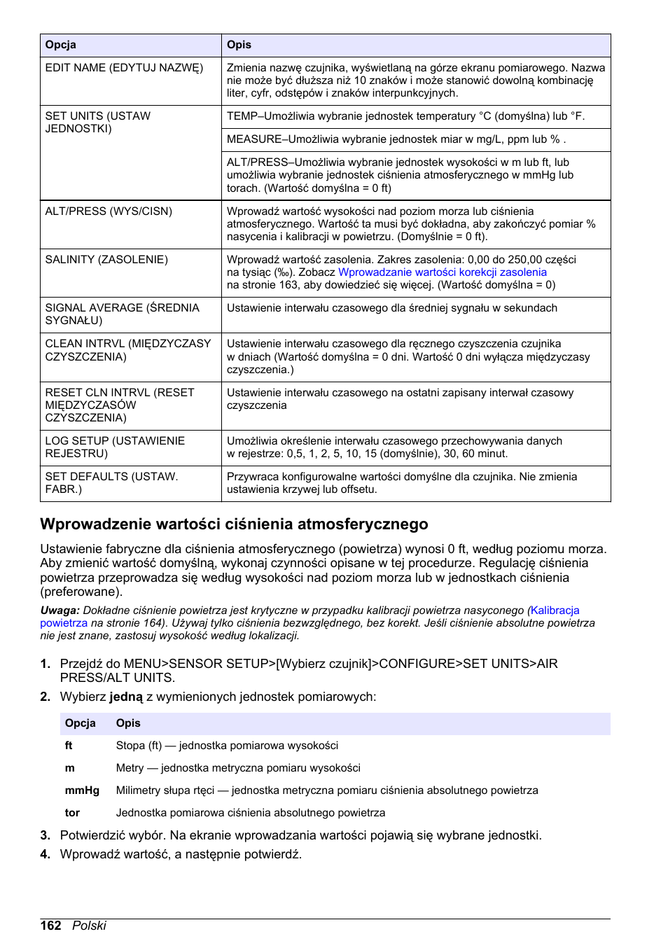 Wprowadzenie wartości ciśnienia atmosferycznego | Hach-Lange LDO Sensor User Manual | Page 162 / 394