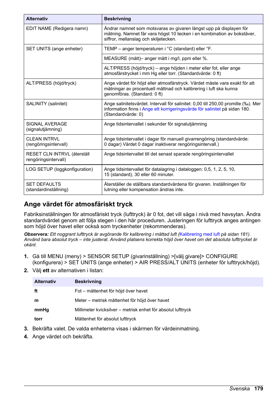 Ange värdet för atmosfäriskt tryck | Hach-Lange LDO Sensor User Manual | Page 179 / 394