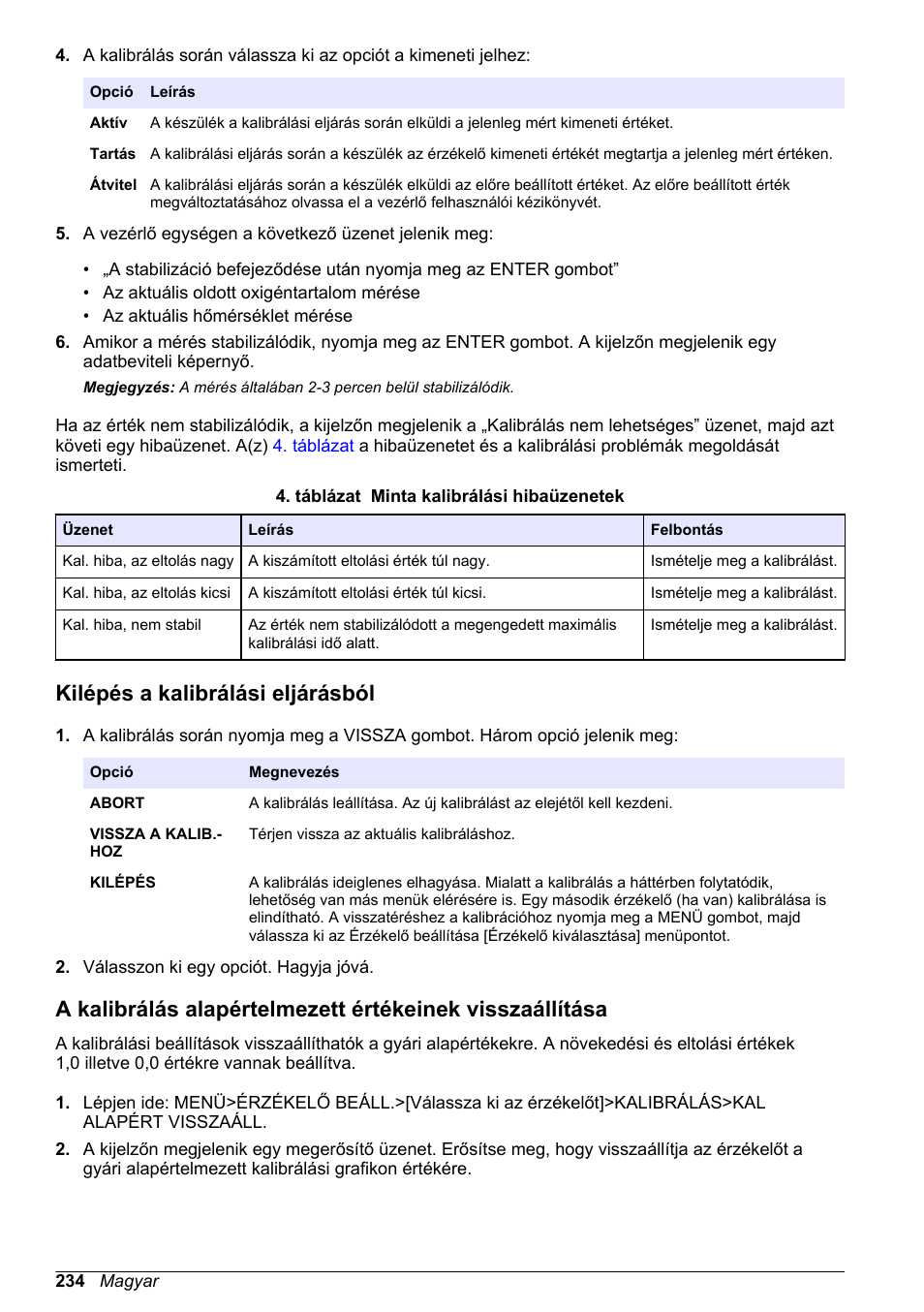 Kilépés a kalibrálási eljárásból | Hach-Lange LDO Sensor User Manual | Page 234 / 394