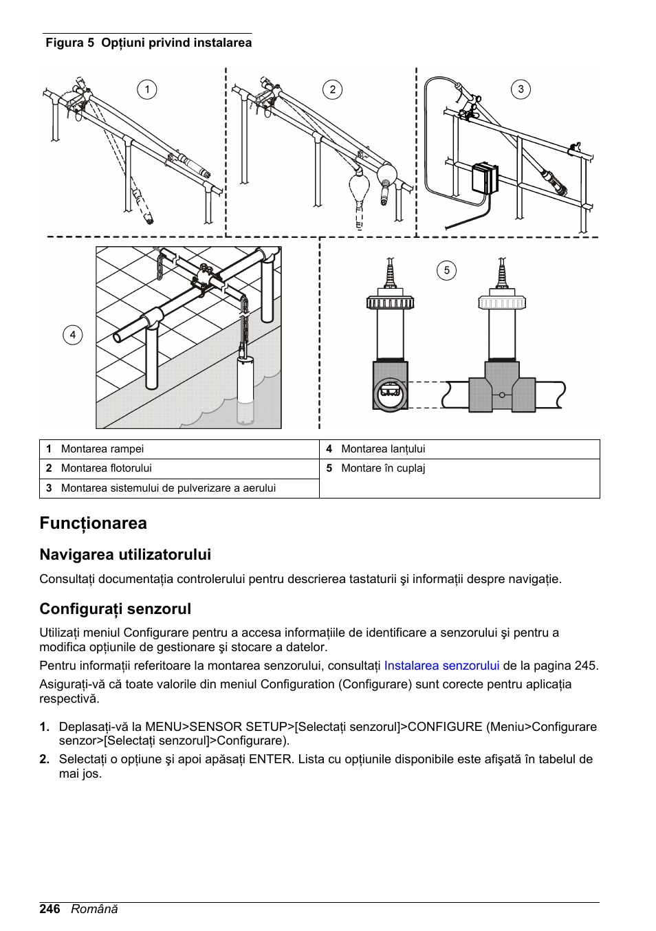 Funcţionarea, Navigarea utilizatorului, Configuraţi senzorul | Figura 5 | Hach-Lange LDO Sensor User Manual | Page 246 / 394