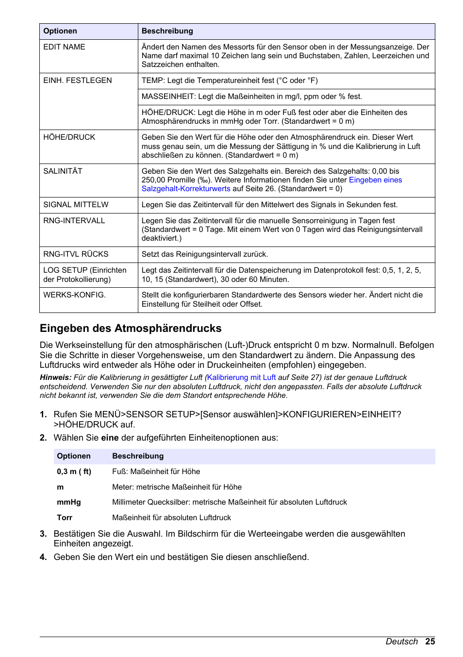 Eingeben des atmosphärendrucks | Hach-Lange LDO Sensor User Manual | Page 25 / 394