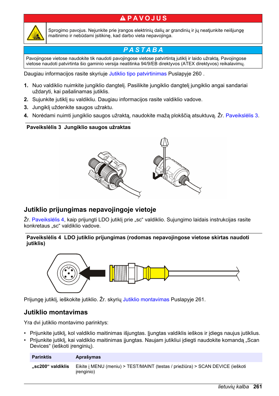 Jutiklio prijungimas nepavojingoje vietoje, Jutiklio montavimas, Paveikslėlis 3 | Hach-Lange LDO Sensor User Manual | Page 261 / 394