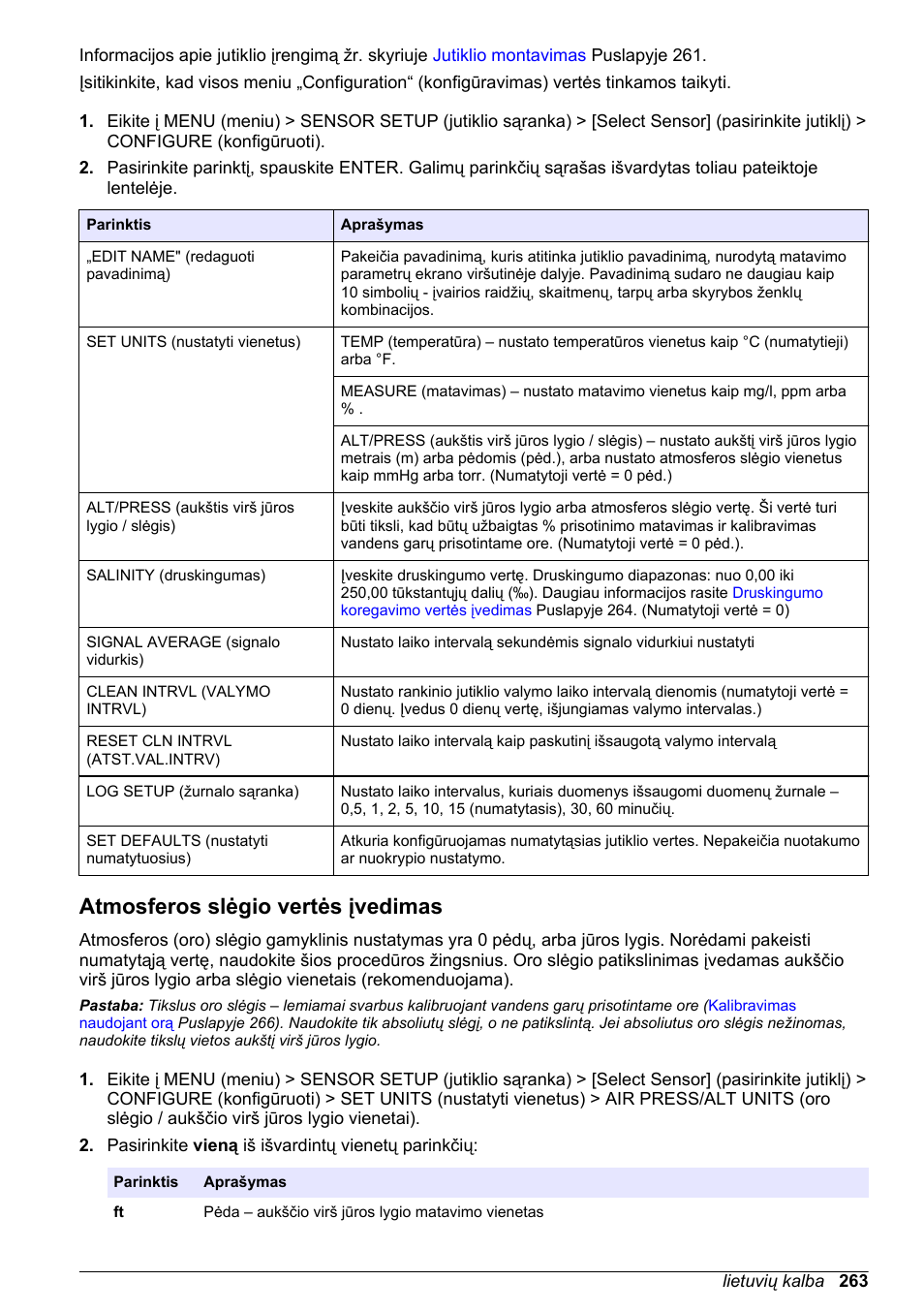 Atmosferos slėgio vertės įvedimas | Hach-Lange LDO Sensor User Manual | Page 263 / 394