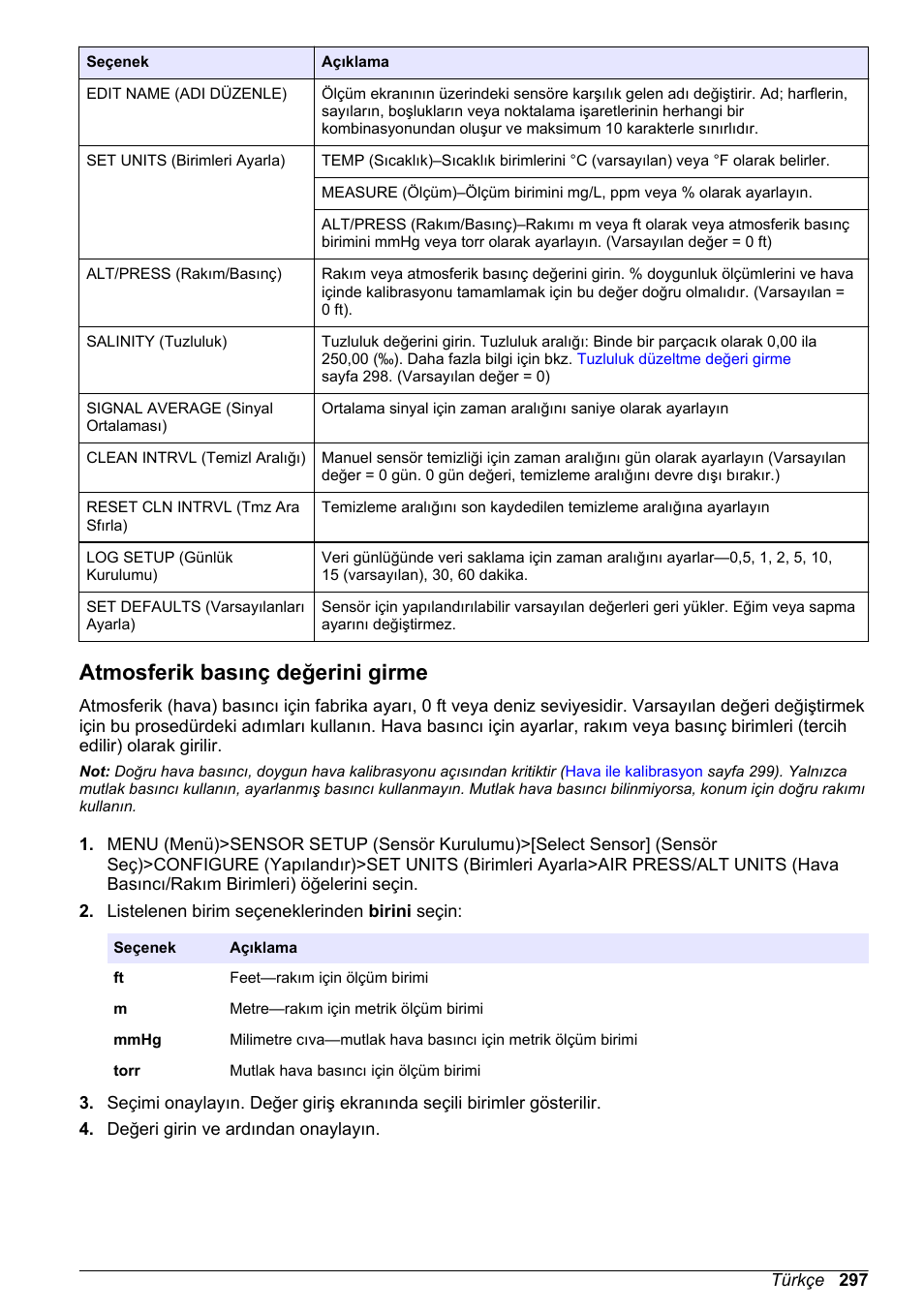 Atmosferik basınç değerini girme | Hach-Lange LDO Sensor User Manual | Page 297 / 394