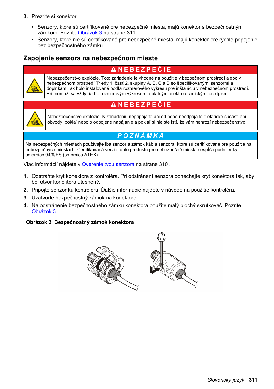 Zapojenie senzora na nebezpečnom mieste | Hach-Lange LDO Sensor User Manual | Page 311 / 394
