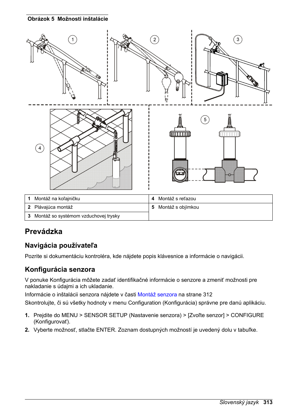 Prevádzka, Navigácia používateľa, Konfigurácia senzora | Na strane 313, Obrázok 5 | Hach-Lange LDO Sensor User Manual | Page 313 / 394