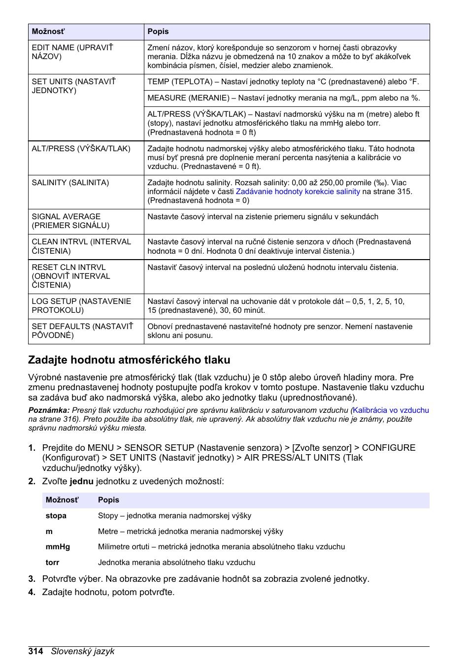 Zadajte hodnotu atmosférického tlaku | Hach-Lange LDO Sensor User Manual | Page 314 / 394