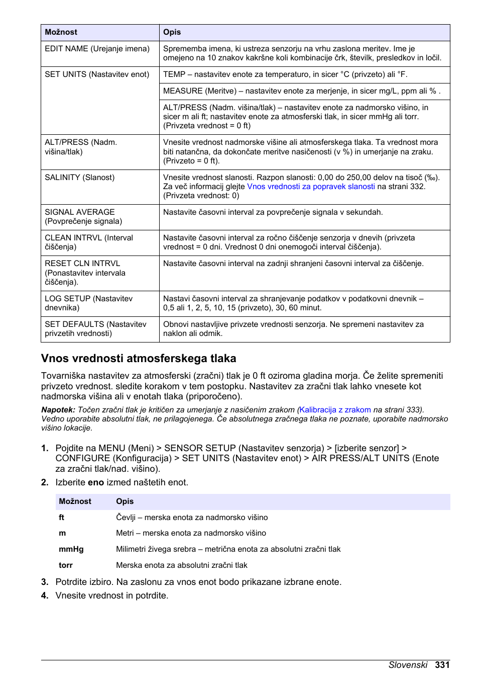 Vnos vrednosti atmosferskega tlaka | Hach-Lange LDO Sensor User Manual | Page 331 / 394
