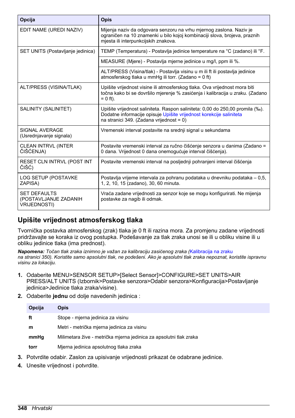 Upišite vrijednost atmosferskog tlaka | Hach-Lange LDO Sensor User Manual | Page 348 / 394