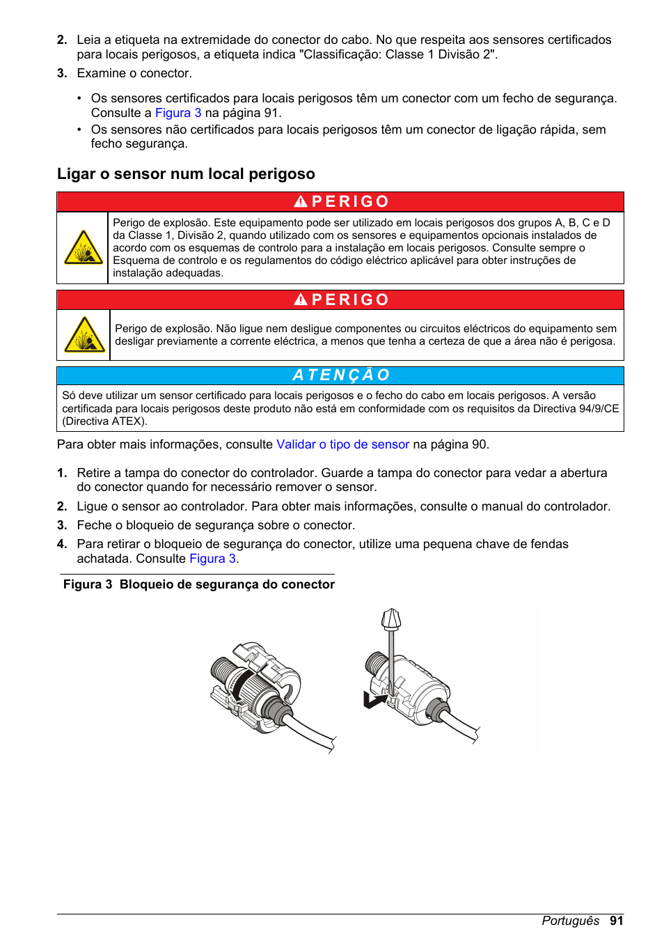 Ligar o sensor num local perigoso | Hach-Lange LDO Sensor User Manual | Page 91 / 394