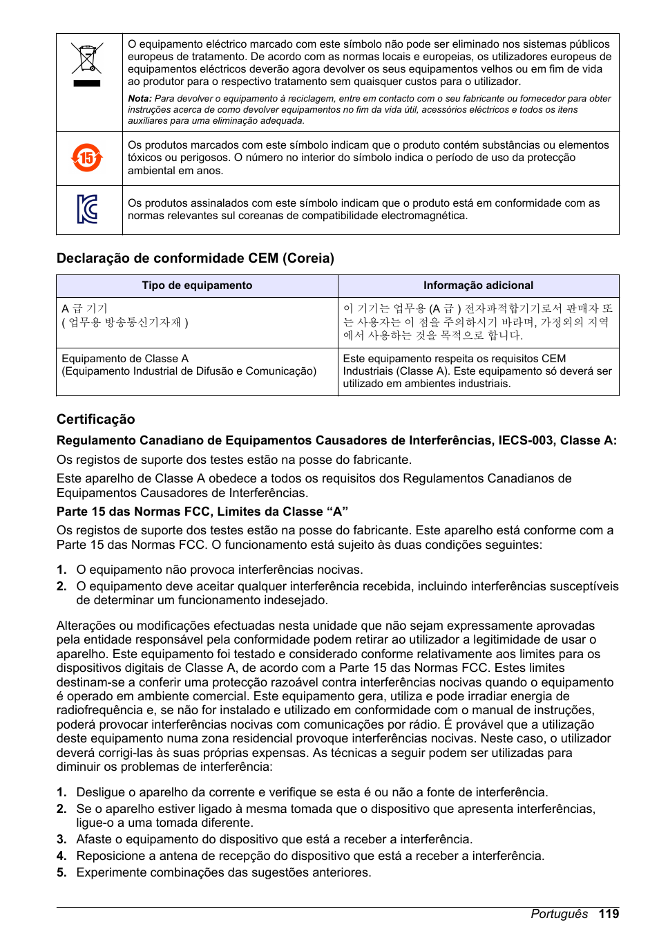 Declaração de conformidade cem (coreia), Certificação | Hach-Lange POLYMETRON 9586 User Manual | Page 119 / 252