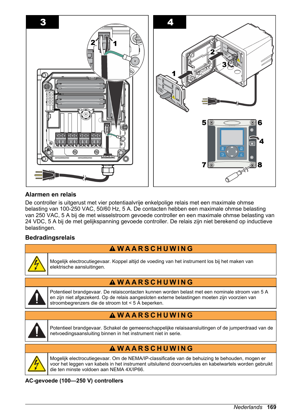 Alarmen en relais, Bedradingsrelais | Hach-Lange POLYMETRON 9586 User Manual | Page 169 / 252