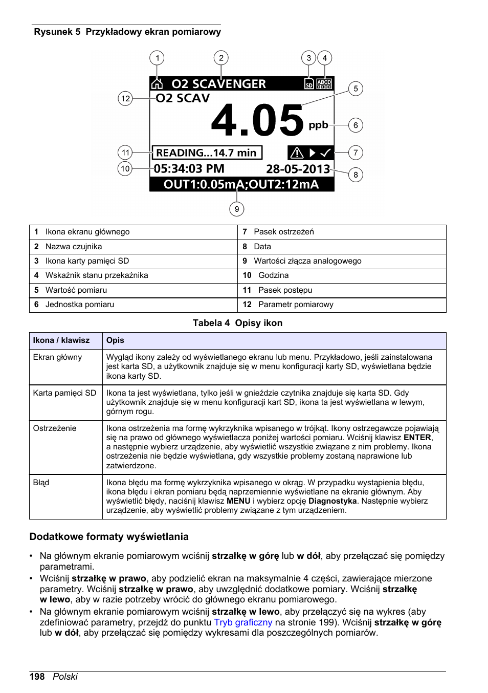 Dodatkowe formaty wyświetlania | Hach-Lange POLYMETRON 9586 User Manual | Page 198 / 252