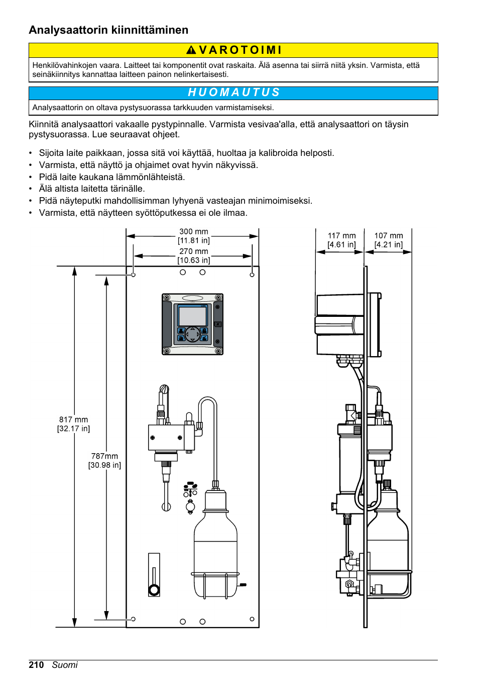 Analysaattorin kiinnittäminen | Hach-Lange POLYMETRON 9586 User Manual | Page 210 / 252