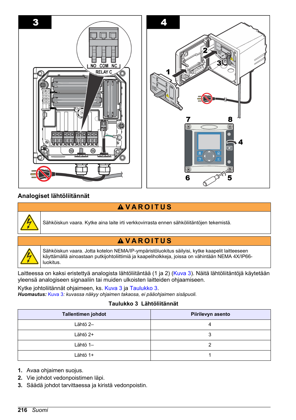 Analogiset lähtöliitännät | Hach-Lange POLYMETRON 9586 User Manual | Page 216 / 252