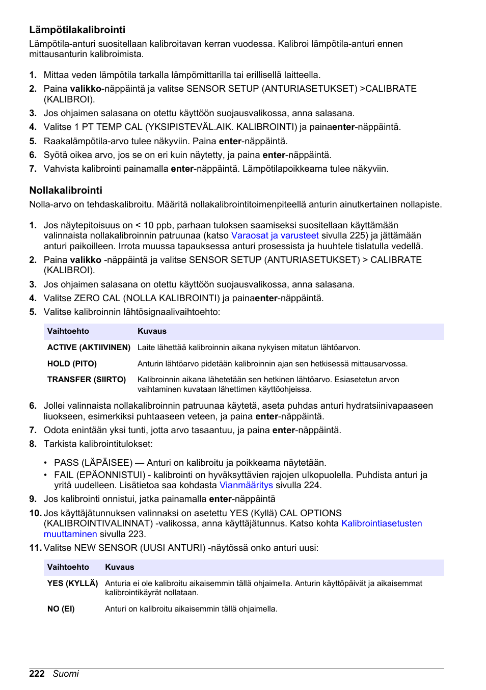 Lämpötilakalibrointi, Nollakalibrointi | Hach-Lange POLYMETRON 9586 User Manual | Page 222 / 252
