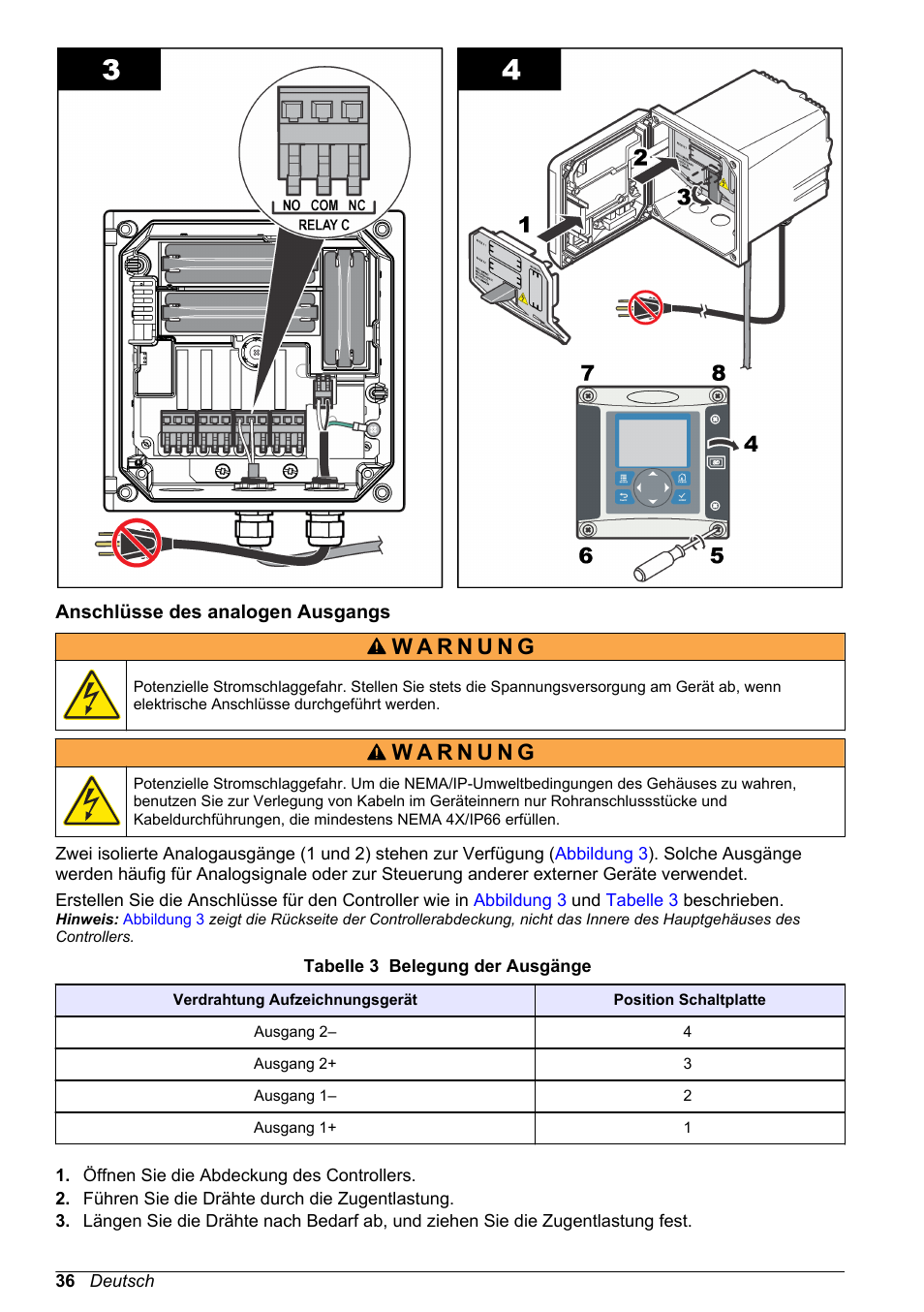 Anschlüsse des analogen ausgangs | Hach-Lange POLYMETRON 9586 User Manual | Page 36 / 252