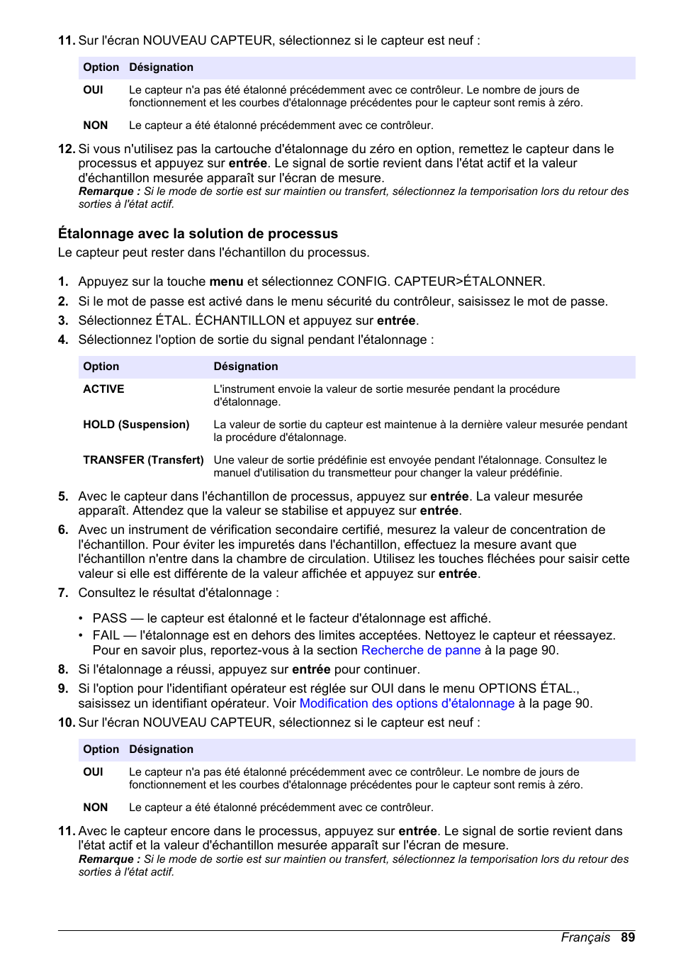 Étalonnage avec la solution de processus | Hach-Lange POLYMETRON 9586 User Manual | Page 89 / 252