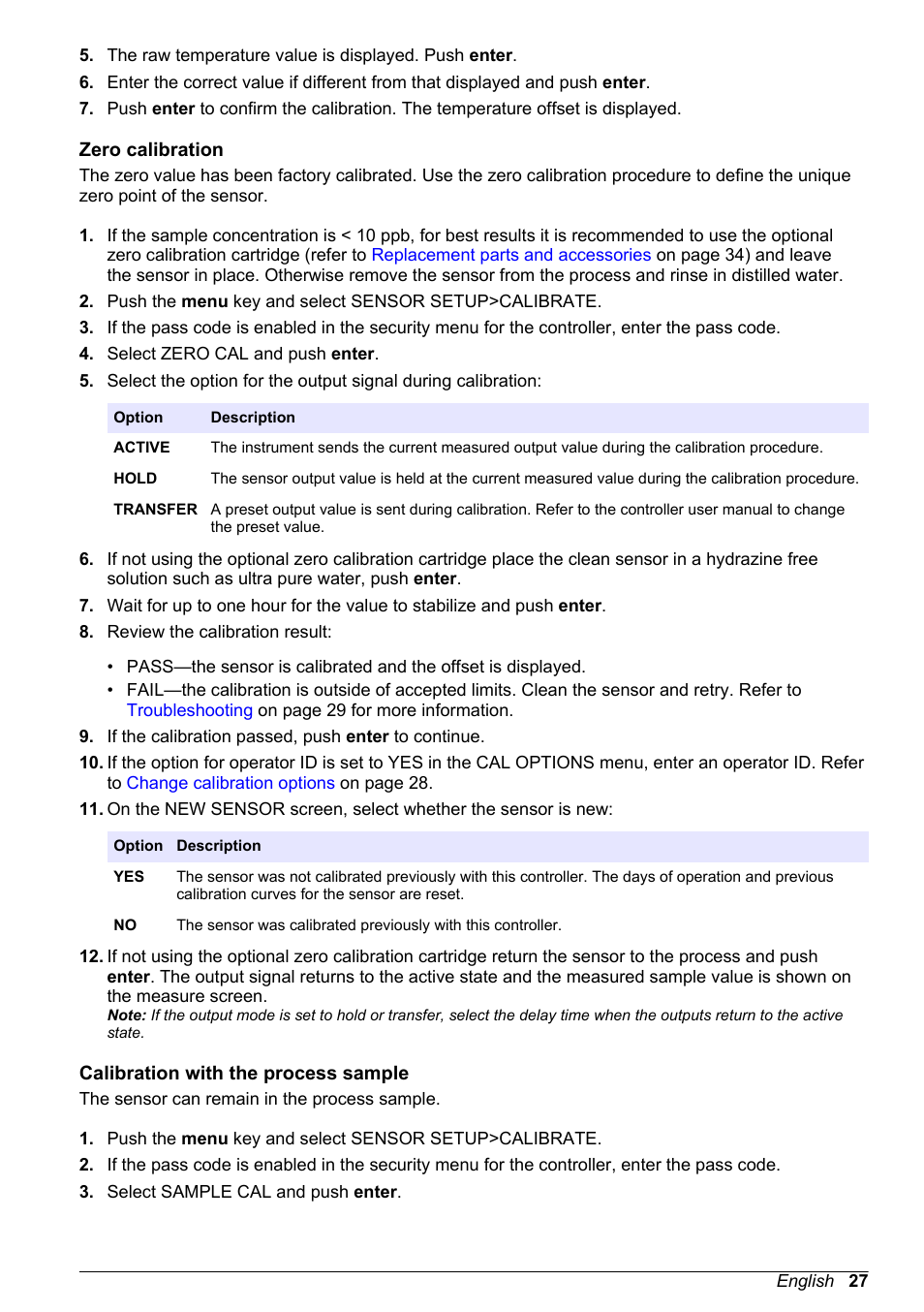 Zero calibration, Calibration with the process sample | Hach-Lange POLYMETRON 9586 User Manual | Page 29 / 42