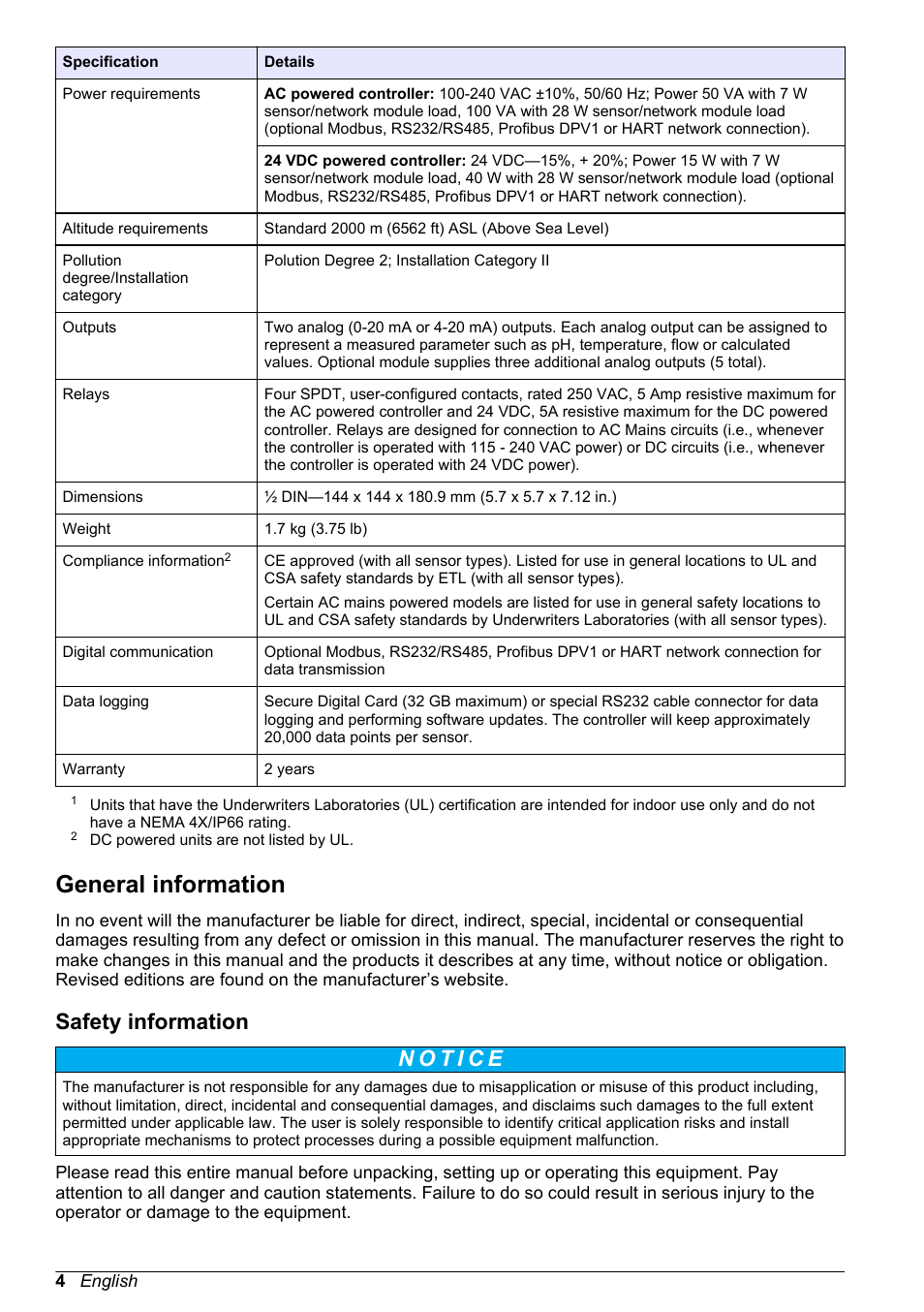 General information, Safety information | Hach-Lange POLYMETRON 9586 User Manual | Page 6 / 42