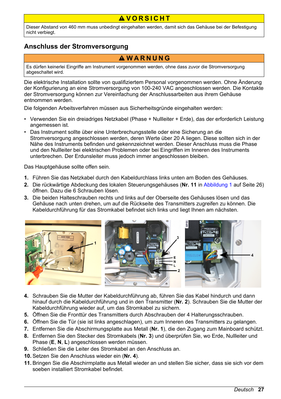 Anschluss der stromversorgung | Hach-Lange POLYMETRON 9245 Basic User Manual User Manual | Page 27 / 110