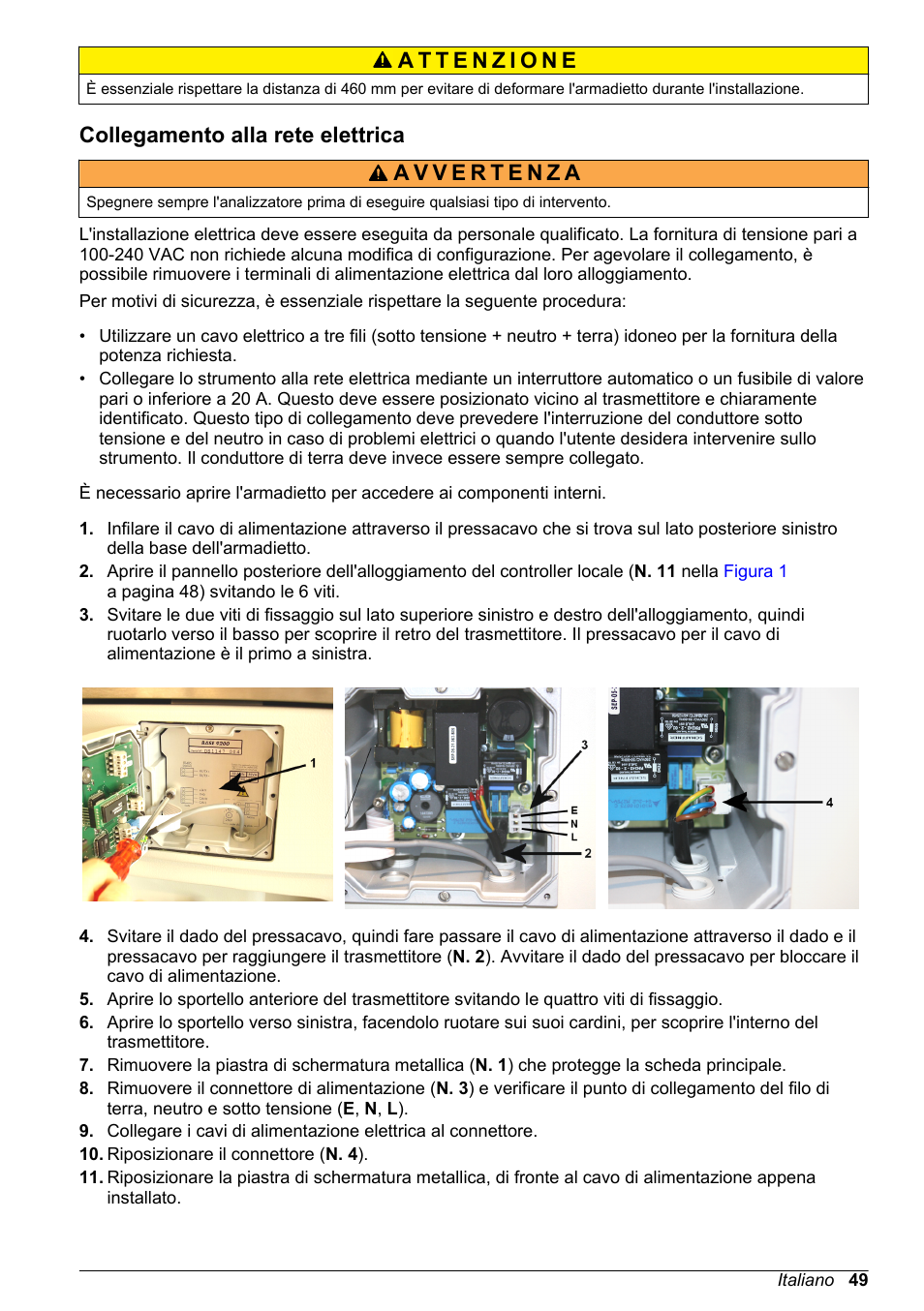Collegamento alla rete elettrica | Hach-Lange POLYMETRON 9245 Basic User Manual User Manual | Page 49 / 110