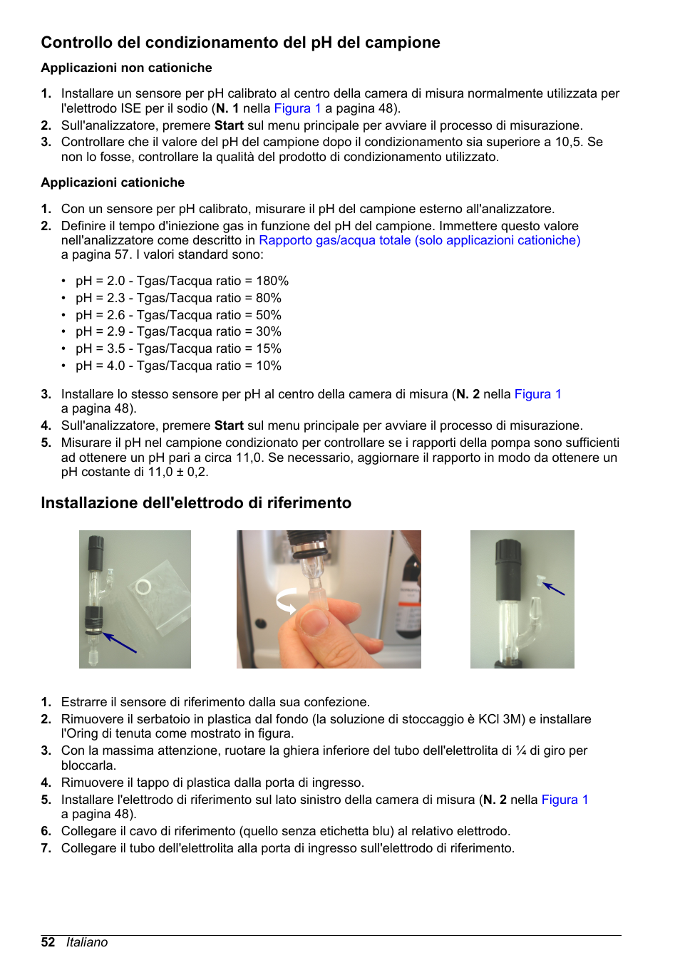 Controllo del condizionamento del ph del campione, Installazione dell'elettrodo di riferimento | Hach-Lange POLYMETRON 9245 Basic User Manual User Manual | Page 52 / 110