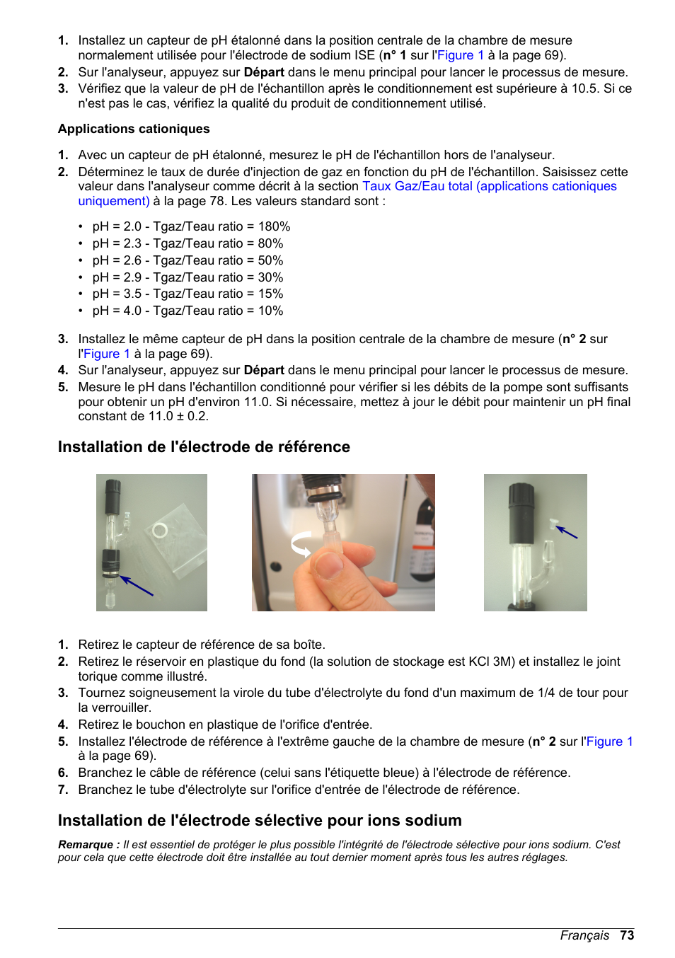 Installation de l'électrode de référence | Hach-Lange POLYMETRON 9245 Basic User Manual User Manual | Page 73 / 110