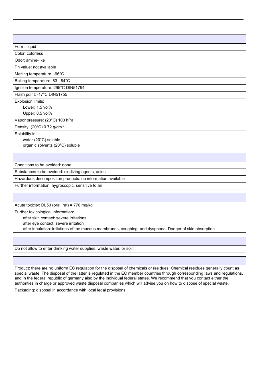 Material safety data sheets (msds) | Hach-Lange POLYMETRON 9245 User Manual User Manual | Page 122 / 132