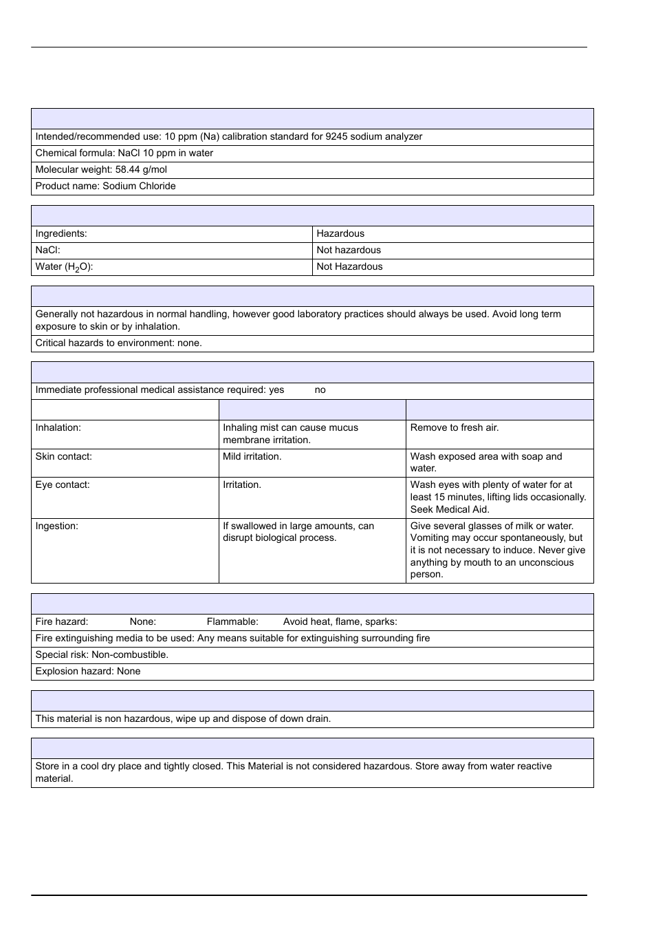3 sodium chloride, Material safety data sheets (msds) | Hach-Lange POLYMETRON 9245 User Manual User Manual | Page 126 / 132