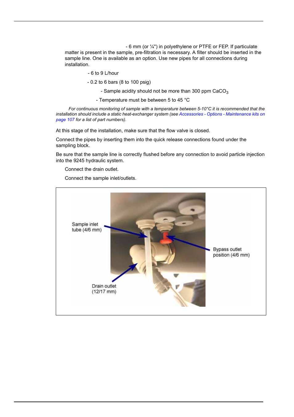 4 sample tubes installation, Installation 4.4.4 sample tubes installation | Hach-Lange POLYMETRON 9245 User Manual User Manual | Page 44 / 132