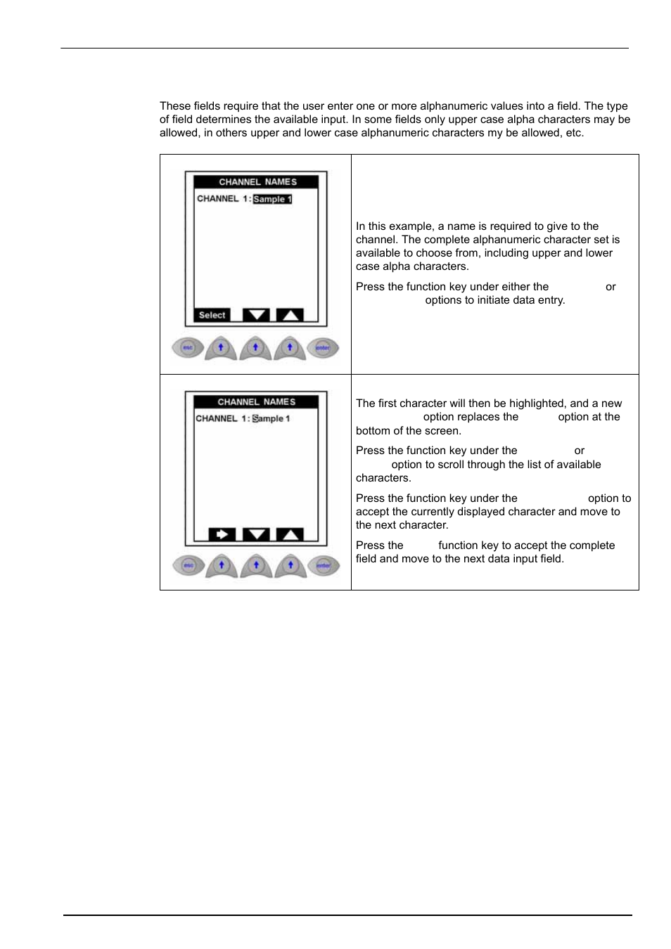 3 alphanumeric fields, Operating instructions 5.1.3 alphanumeric fields | Hach-Lange POLYMETRON 9245 User Manual User Manual | Page 57 / 132