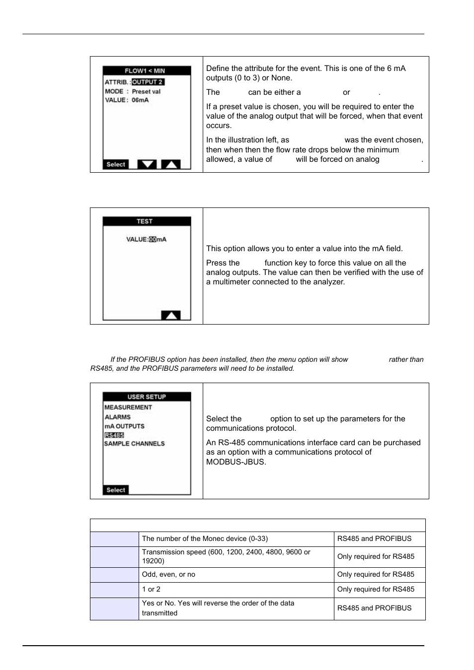 3 test, 5 rs485 (or profibus), User setup 7.4.3 test | Hach-Lange POLYMETRON 9245 User Manual User Manual | Page 84 / 132