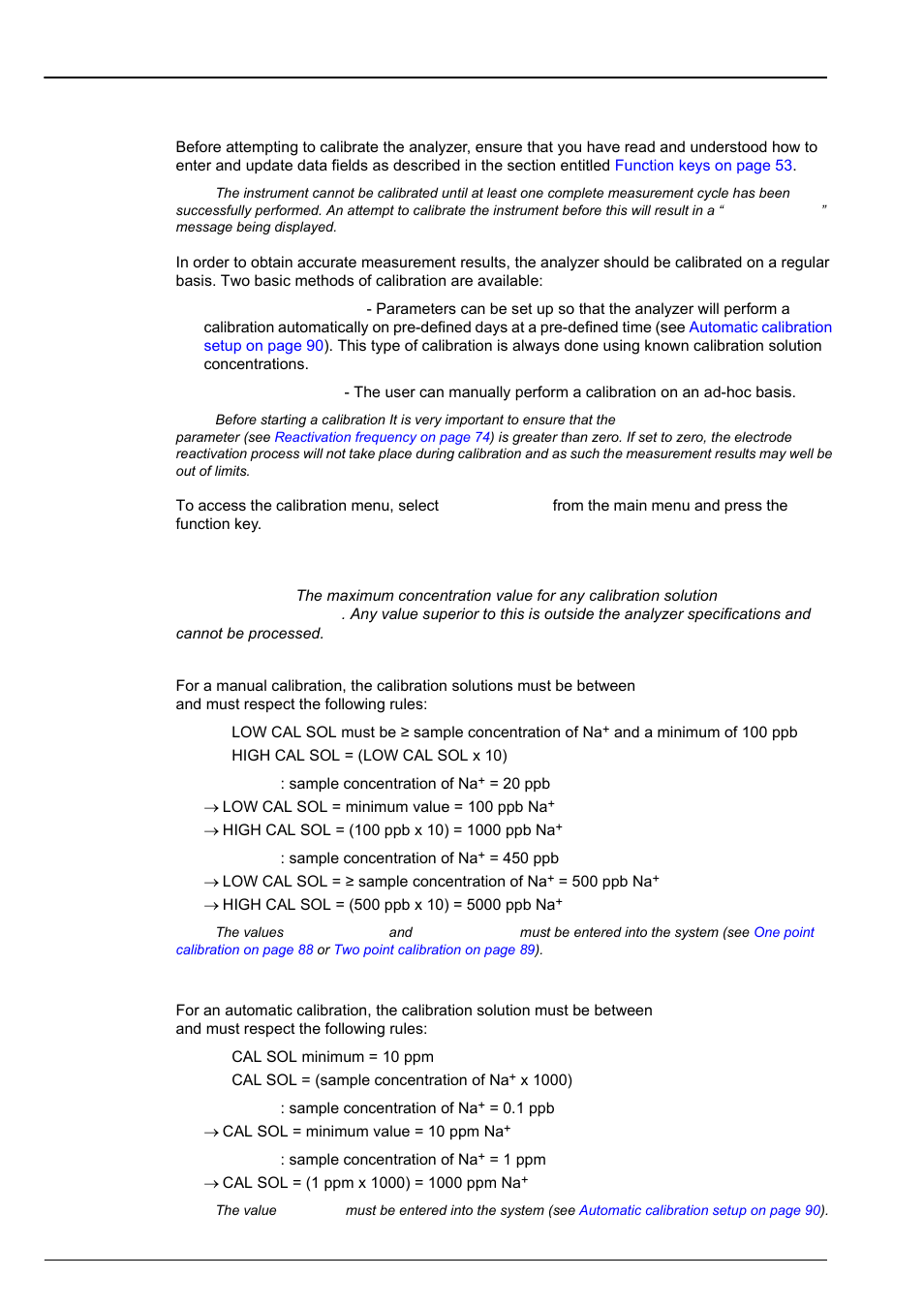 Section 8 calibration, 1 general, 2 calibration solution concentrations | 1 general 8.2 calibration solution concentrations | Hach-Lange POLYMETRON 9245 User Manual User Manual | Page 87 / 132